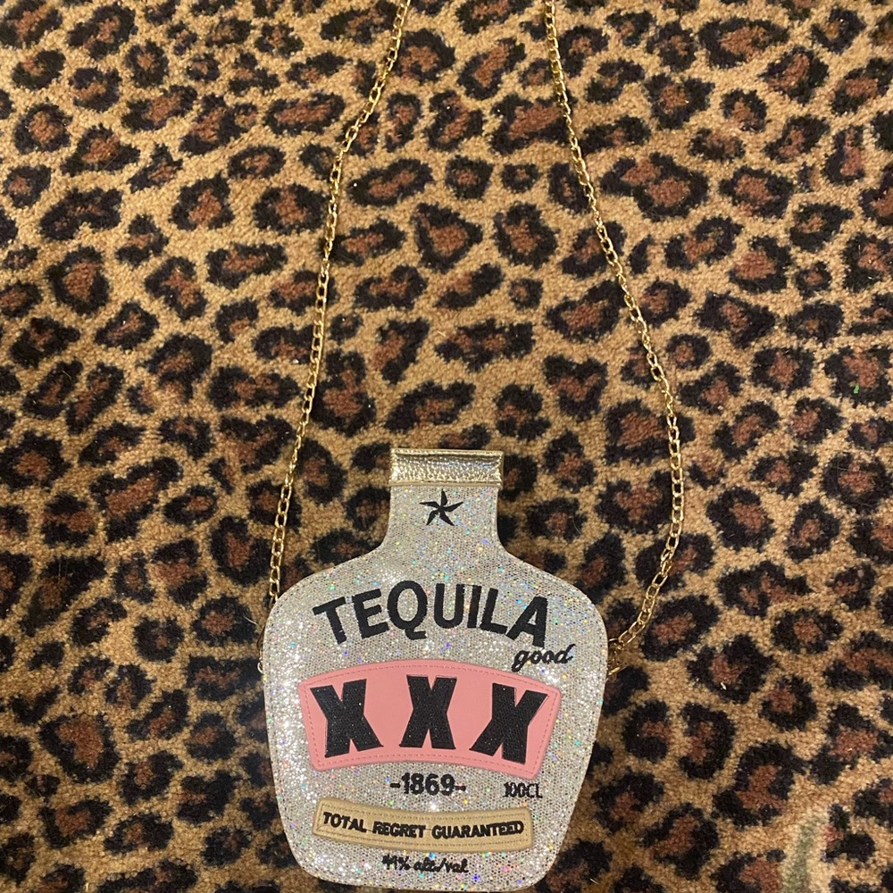 Glitter Tequila Bottle Crossbody Bag